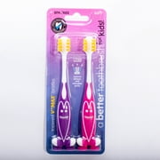 A Better Kids Toothbrush  V++Max Technology 2 Pack Happy Face Color combo - Purple and Pink