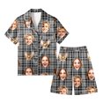 thumbnail image 4 of Custom Photo Pajamas for Men - Personalized Short Sleeve PJ Set with Your Design - Ideal for Christmas, Anniversary, Valentine's Gift (Grey, L), 4 of 7