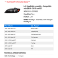 thumbnail image 2 of Left Headlight Assembly - Compatible with 2010 - 2015 Audi Q7 2011 2012 2013 2014, 2 of 2