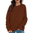 thumbnail image 3 of Vedolay Tops Womens Long Sleeve Sweatshirts Casual Crewneck Loose Fit Pollover Hoodie Fall Cute Tops,Brown L, 3 of 5