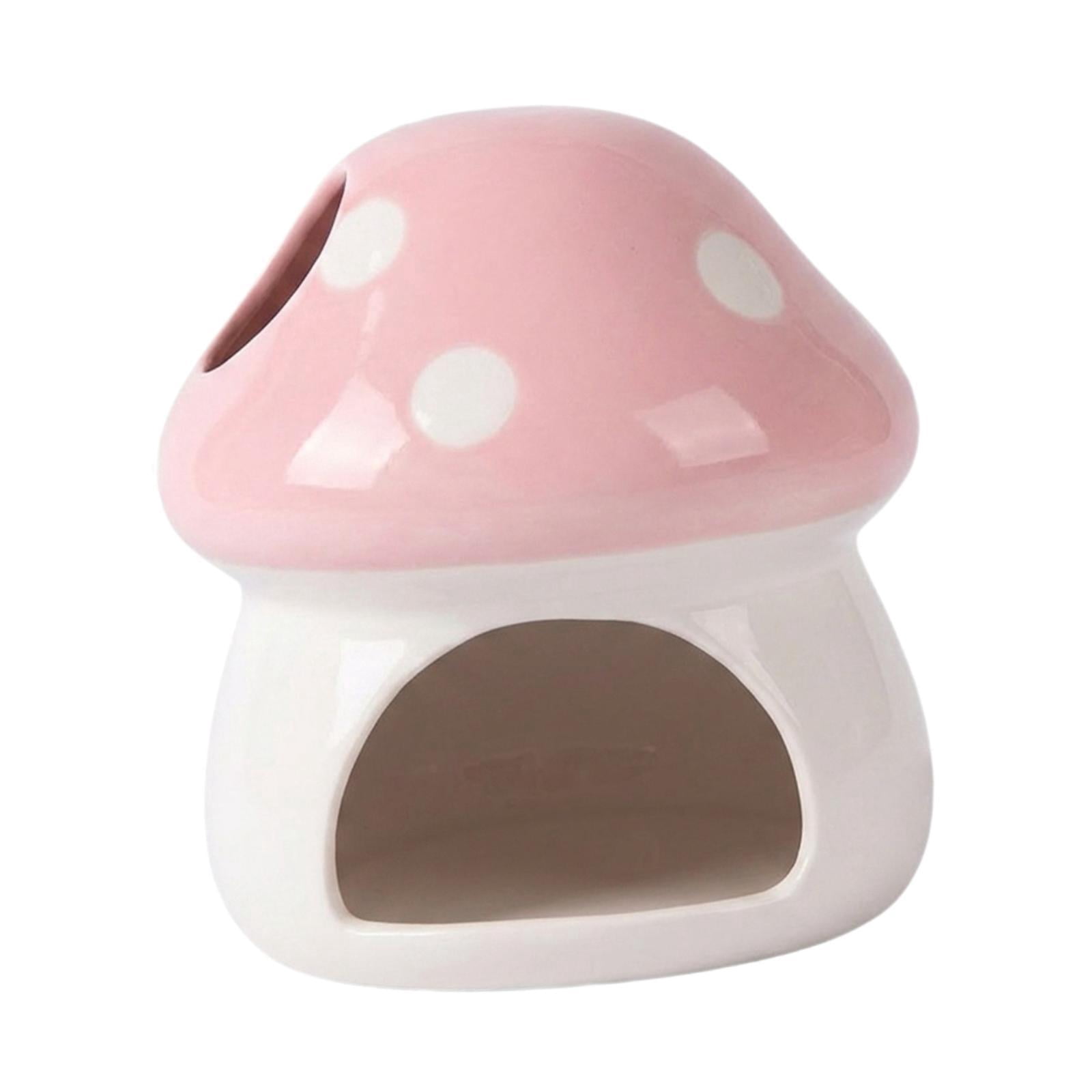 Dualoai Ceramic Hamster House Cute Guinea Pig Hideout for Rats Dwarf Hamster Gerbils Pink