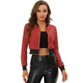 thumbnail image 1 of INSPIRE CHIC Women's Sequin Sparkle Open Front Cardigan Coat Zipper Cropped Bomber Jacket Reds XS, 1 of 5