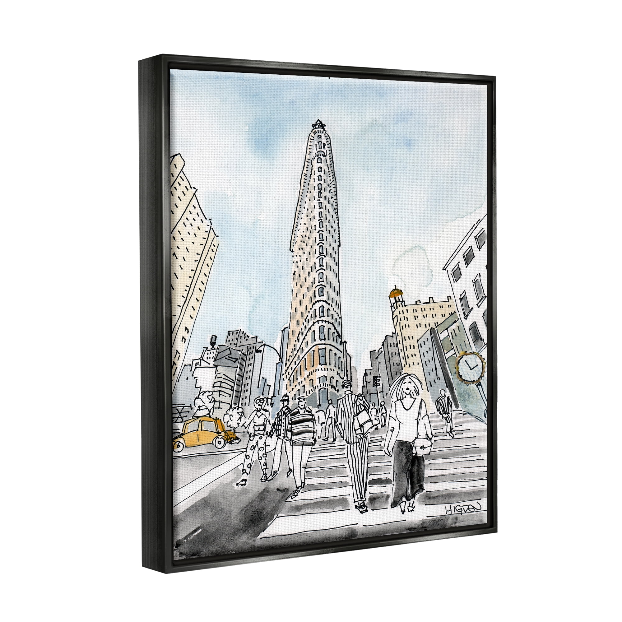 Stupell Industries Urban City Streets Crosswalk Town & City Painting Black Floater Framed Art Print Wall Art