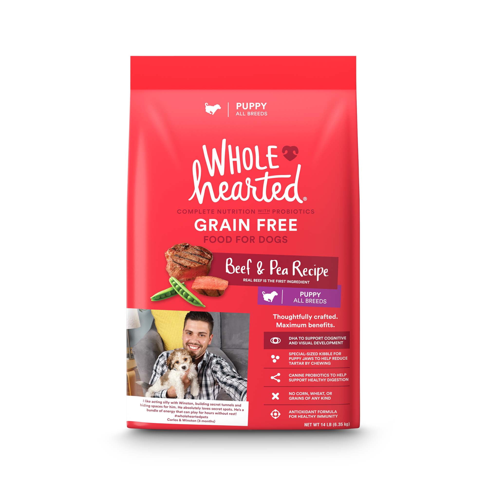 WholeHearted Grain Free All Breed Beef & Pea Recipe Dry Puppy Food 14 lbs.