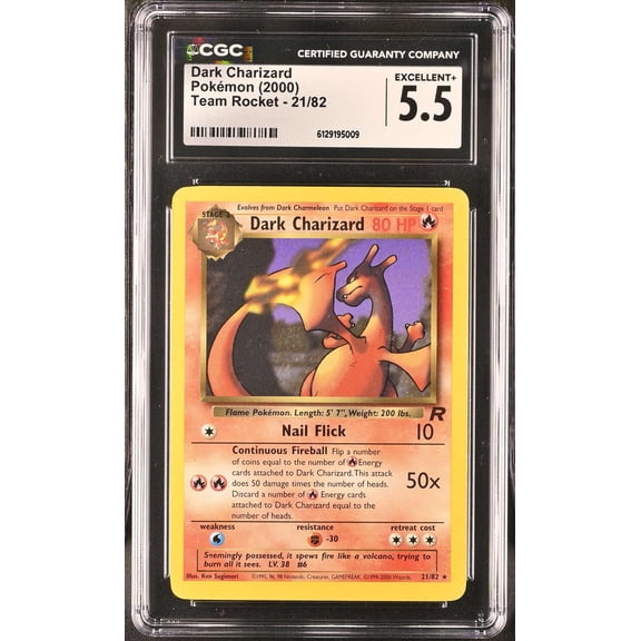 Collectible Graded 2000 Dark Charizard Team Rocket #21/82 CGC 5.5 1st Edition Pokemon Card (English)