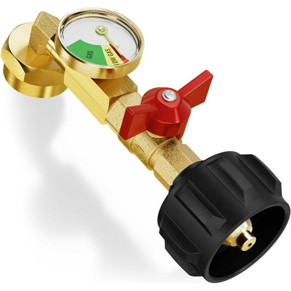 WAAYEE Propane Refill Adapter with Valve and Gauge, Fill 1 Pound Bottles from 20lb Tank, Fits QCC1 / Type1 Propane Tank and 1 lb Throwaway Disposable Cylinder Propane Bottle Connector