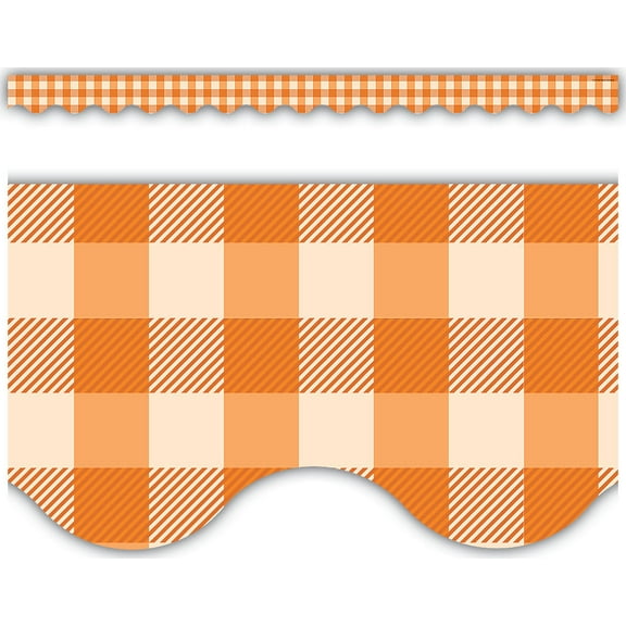 Orange Gingham Scalloped Border Trim [TCR5999]