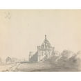 thumbnail image 2 of James Moore 18x15 Black Ornate Wood Framed Double Matted Museum Art Print Titled - Abbotsbury Abbey, Dorset, England (1791), 2 of 5