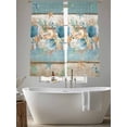thumbnail image 5 of Teal Blue Brown Beach Coastal Sheer Curtains 72 Inch Length 2 Panels Set Window Treatments, Nautical Shell Starfish Coral Summer Rod Pocket Semi Curtains for Living Room/Bedroom/Kitchen, 104"W x 72"L, 5 of 7
