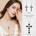 thumbnail image 4 of Linawe Black Cross Charm Necklace for Women, Silver Jewelry Choker Pendant Chain Necklace, Crystal Imitation Diamond Birthstone Cubic Zirconia Necklace, Birthday Catholic Gifts, 4 of 7