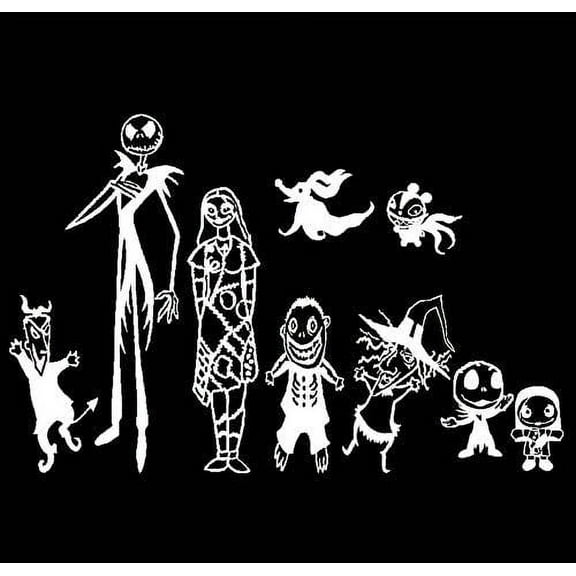 Car Decal Jack Skellington Family 6 Inch Vinyl Horror Movie Classic Nightmare Before Christmas NBC