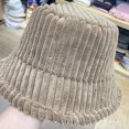 thumbnail image 6 of CoCopeaunts Fluffy Bucket Hat for Men Vertical Stripe Foldable Fisherman Hat Autumn Winter Casual Simple Solid Color Basin Hat, 6 of 8