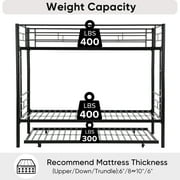 Twin Over Twin Bunk Bed with Trundle, Metal Space-Saving Design For Young Teens and Adults, Easy Assembly, K86