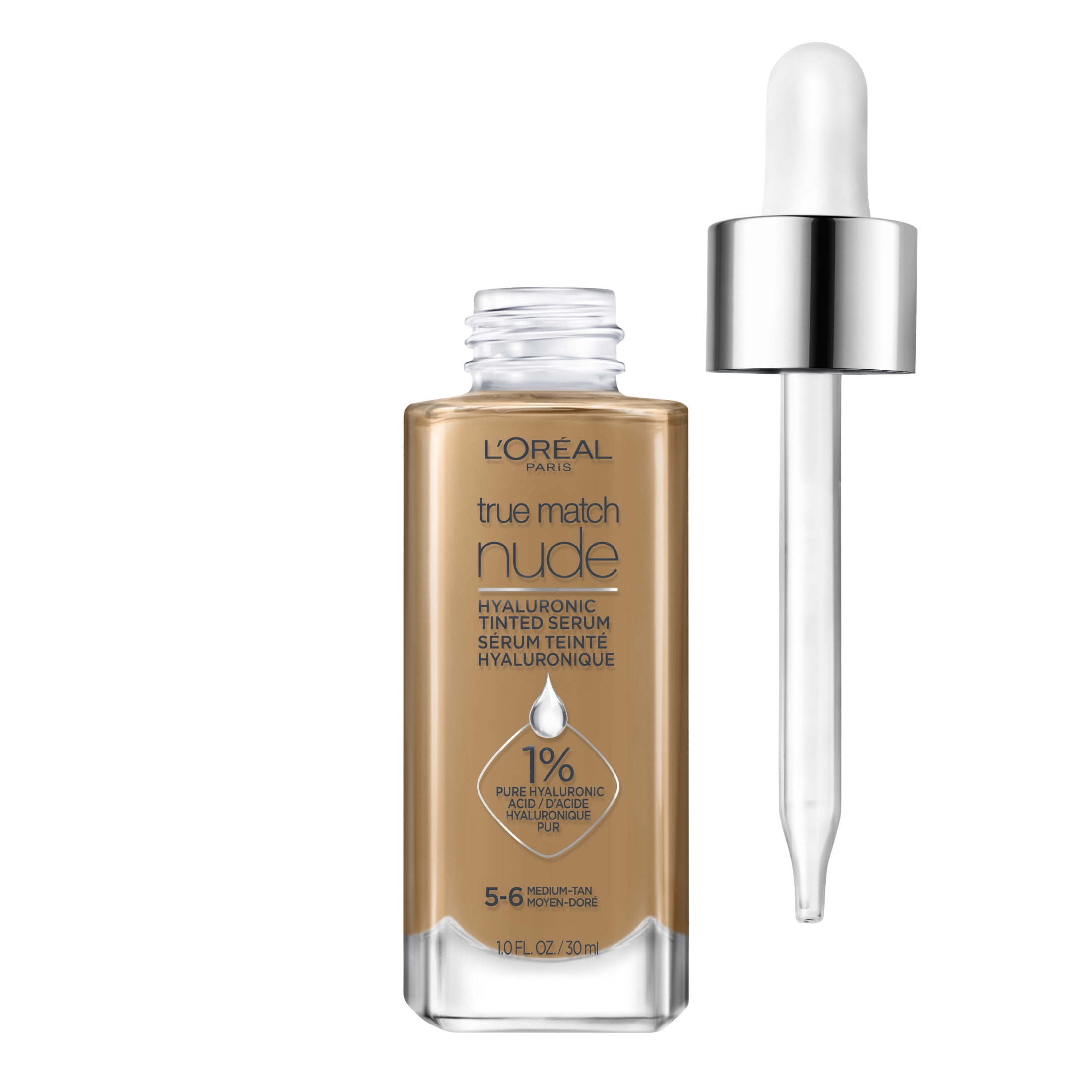(2 pack) L'Oreal Paris True Match Hyaluronic Tinted Serum Foundation Makeup, Medium Tan 5-6, 1 fl oz