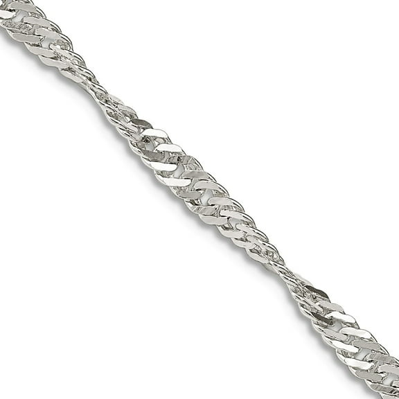 925 Sterling Silver Polished 3.00mm Singapore Chain Necklace 24 Inch Lobster Claw Chain Necklace for Women and Men