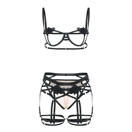 

Lovehome Steel Ring Underwear Embroidery Thong G-string Garter Belt Sleepwear Lingerie