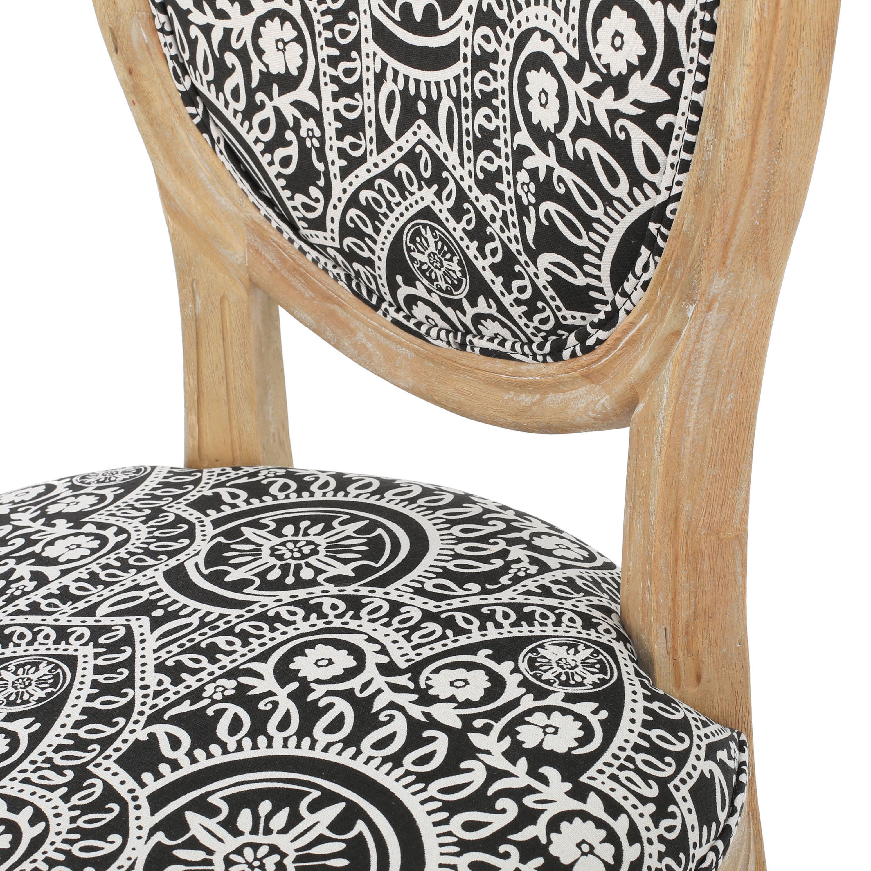 Noble House Phinnaeus French Fabric Dining Chairs, Set of 2, Black