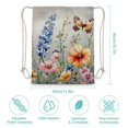 Facannap Flowers Butterfly Watercolor Painting Canvas Drawstring Bag