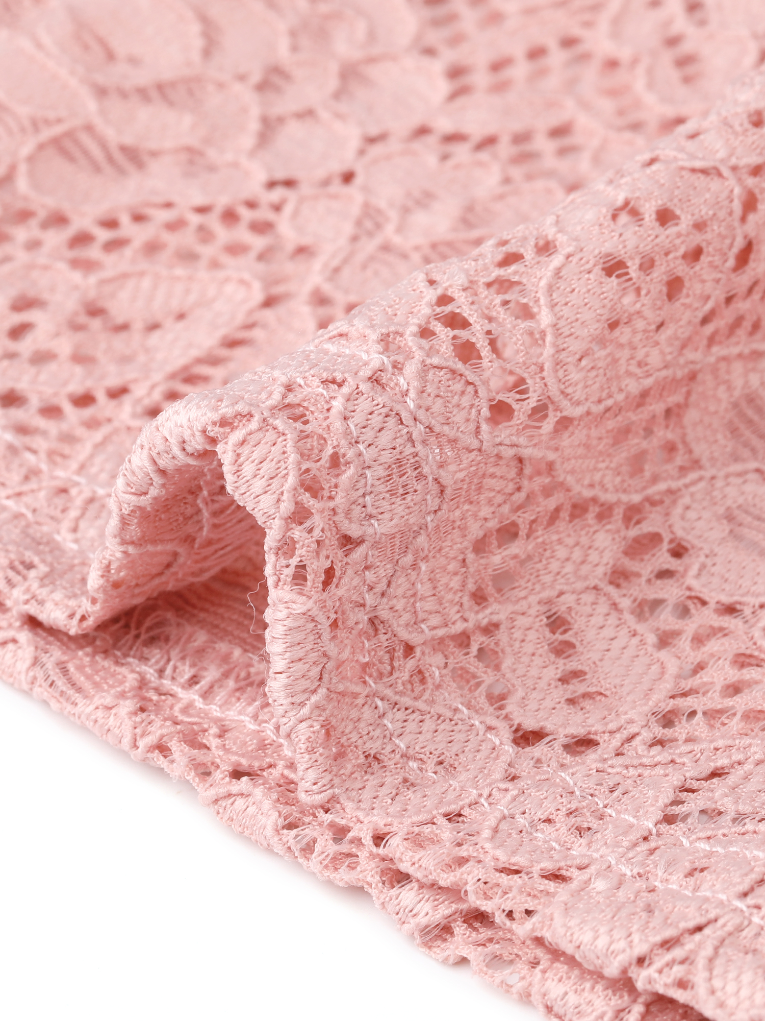 DARING DIVA Women's Stand Collar Sheer Floral Lace Bolero Shrug M Pink