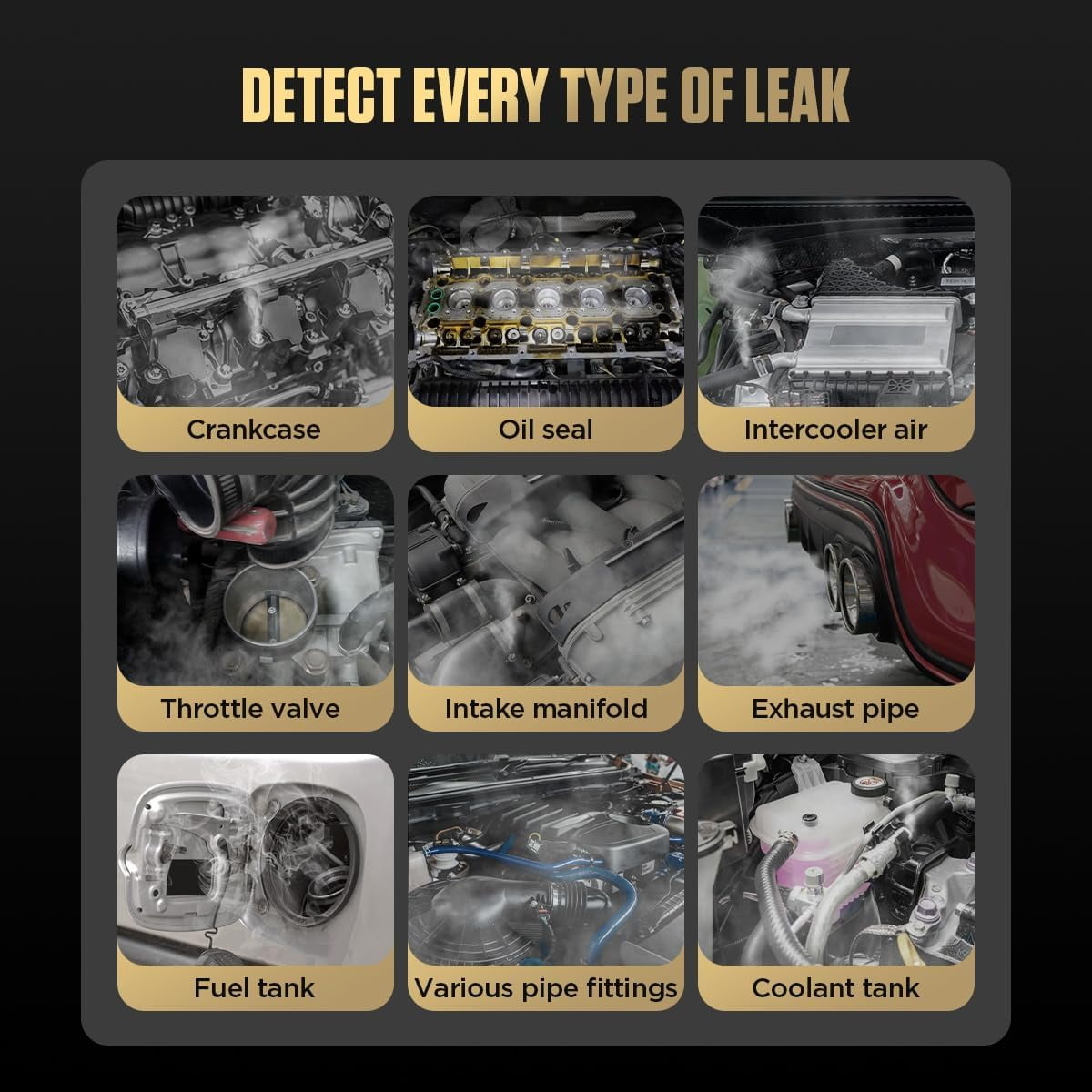 AUTOOL SDT100 Automotive Smoke Machine, EVAP Vacuum Smoke Leak Detector, Vehicle Fuel Plumbing Exhaust System Smoke Leak Diagnostic Tester for Car Motorcycles Trucks