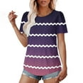 thumbnail image 5 of Jalioing Short Sleeve Womens Shirts Crew Neck Hollow Out Striped Blouses S-3XL Summer Casual Tunic Tops Clothes, 5 of 6