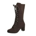 thumbnail image 2 of POROPL Boots for Women Mid Calf Winter Lace Upretro Knight Shoes,Boots Size 9, 2 of 3