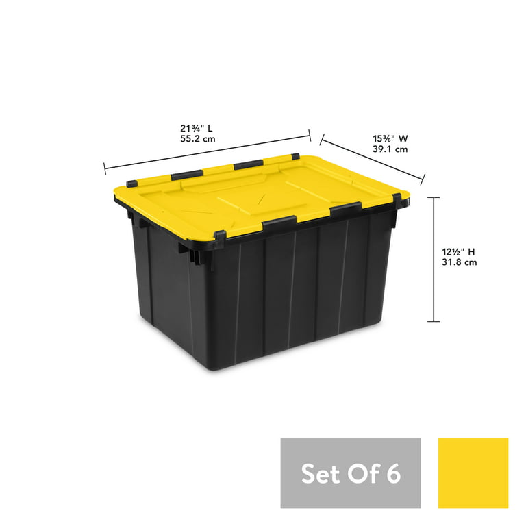 12 Gal. Tough Storage Tote in Black with Yellow Lid