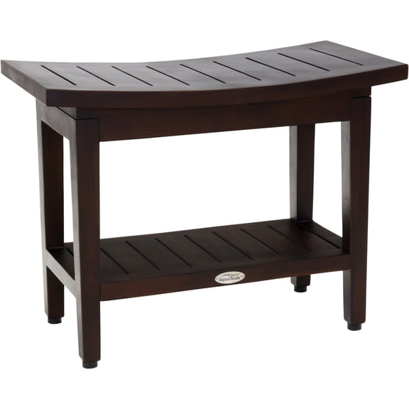 24" Maluku™ Mocha Teak Shower Bench with Shelf