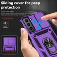 thumbnail image 6 of Samsung Galaxy S22 Kickstand Armor Case with Slide Camera Lens Protection Cover Built-in 360° Rotate Ring Holder Stand Magnetic Military Shockproof Phone Cover Case for Samsung Galaxy S22,
Purple, 6 of 8