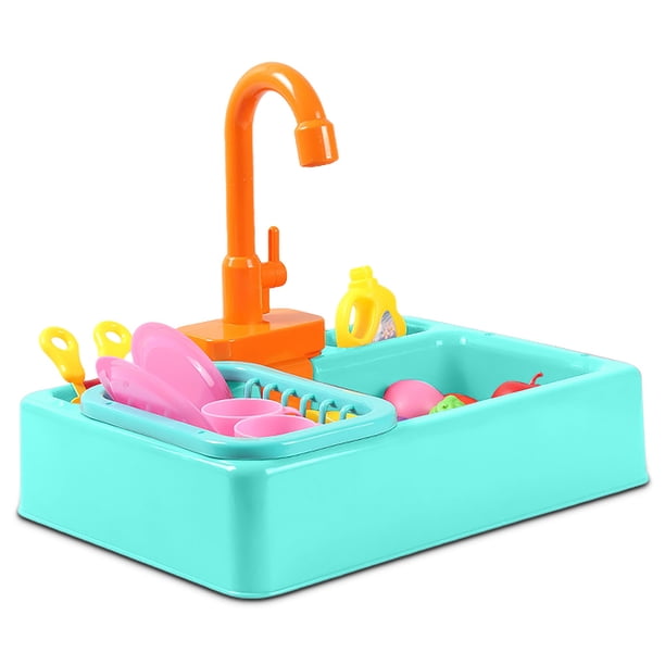 Fregadero juguete eléctrico agua reciclaje lavavajillas niños cosplay simulación responsabilidad toys cocina accesorios de juguete verde Eigraketly FN001334-03