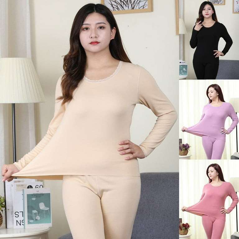 Women Cotton Blend Thermal Underwear Tops Pants Set Long Johns Plus Size Pajama Walmart