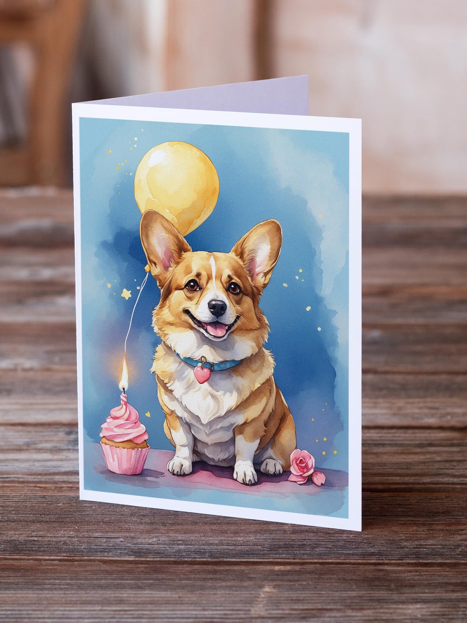 Carolines Treasures DAC8030GCA7P 5 x 7 in. Corgi Happy Birthday Greeting Cards - Pack of 8