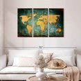 thumbnail image 2 of Elephant Stock Grunge World Map Wall Art - Horizontal Multi Panel Canvas - Living Room Wall Decor - Map Multi Panel - Black And Orange Decor - 45" x 28", 2 of 8