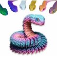 thumbnail image 1 of 3D Printed Snake Toys 3D Printed Animals Snake Pet Movable Joint Fidget Toys， 3D Printed Animals Toy Adults Fidget Toys，3D Printed Fidget Toys for Home Office Decor (24.4‘ Candy), 1 of 6