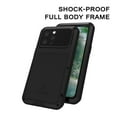 thumbnail image 4 of Military Rugged Case for iPhone 16 Pro, with Tempered Glass Screen Protector, Shockproof Dustproof Scratch Proof Hybrid Metal and Silicone Gel Heavy Duty Full Body Cover,Black, 4 of 9