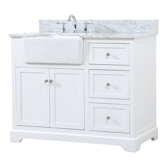 Elegant Decor Franklin 42" MDF Single Bathroom Vanity with Backsplash in White