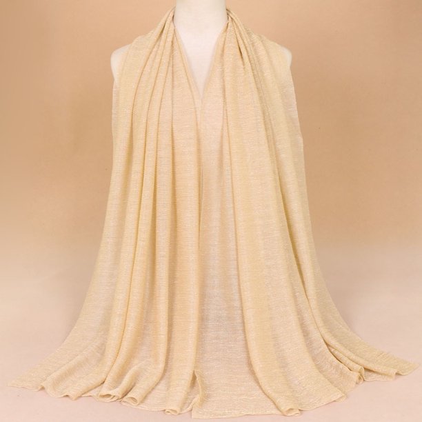 Bufanda de gasa de nailon con hilo dorado para mujer, transpirable, de primavera y verano, bufanda refrescante monocromática