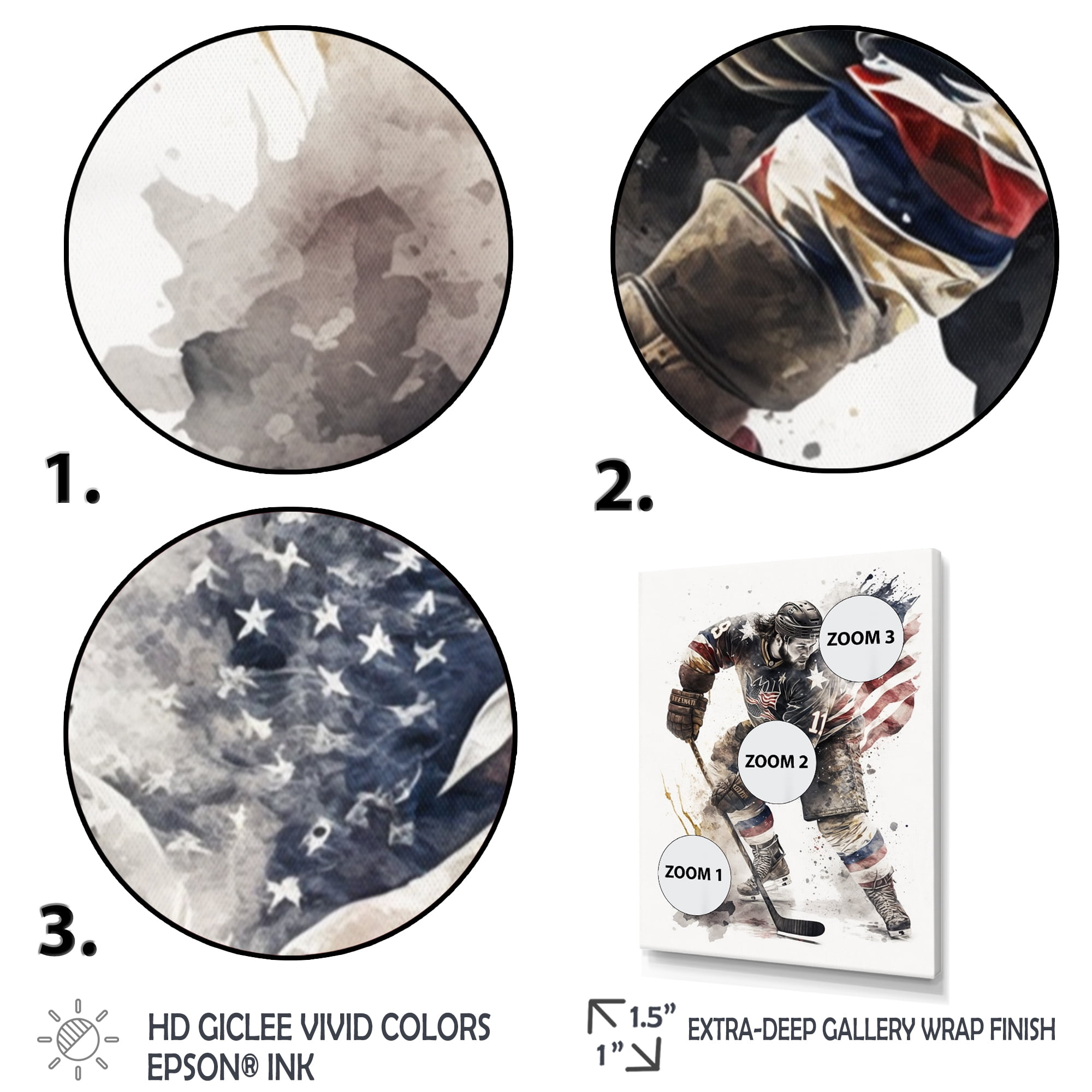 Designart Usa Hockey Player In Action II Canvas Wall Art