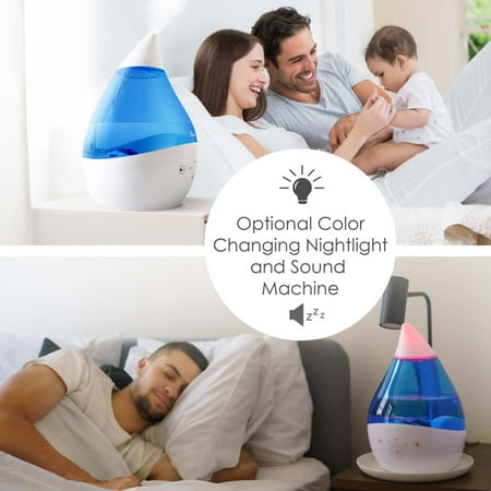 CRANE - 1 Gal. Drop Cool Mist Humidifier with Sound Machine - Blue/White