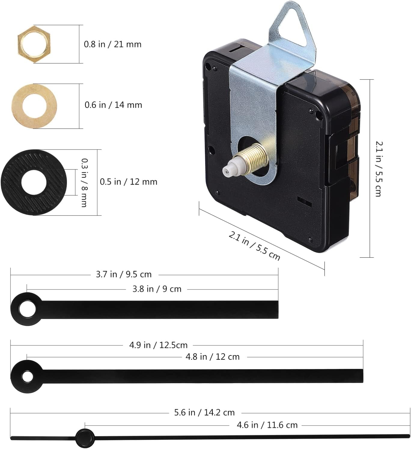 Autpvcol 8 pack Quartz Movement, Non-Ticking, Quiet Movement with 8 Clock Hands, Set for Watch Repair, 13 mm + 18 mm DIY Replacement (Clock not included)