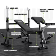 Flybird Standard Weight Bench with Preacher Curl, Leg Developer, Chest & Shoulder Rack