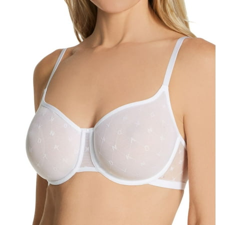 

Women s DKNY DK4039 Monogram Mesh Unlined Demi Bra (Poplin White 34A)