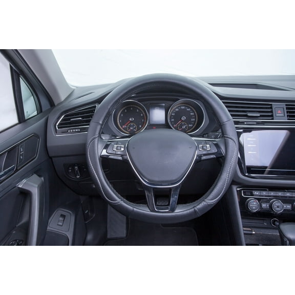 Auto Drive 1 Piece Truck Steering Wheel Cover Country Black/White - Universal Fit, 0.36kg