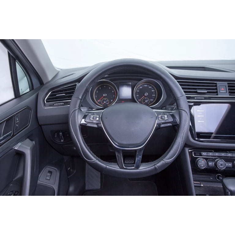 Auto Drive Black/White Truck Steering Wheel Cover, Large photo 1