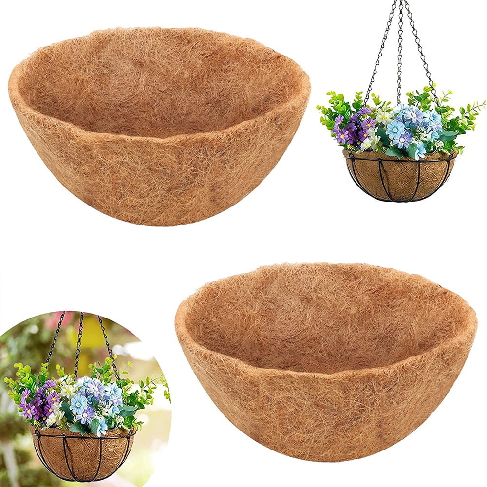 2 Pack Round Coco Liners Replacement, 100 Natural Coconut Coir Liners