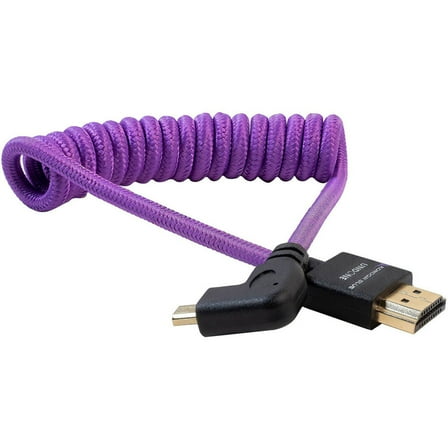 Kondor Blue 12-24" Gerald Undone Limited Edition Full HDMI to Right Angle Micro-HDMI Coiled Cable for Select Sony & Fuji Cameras, Purple