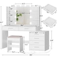 thumbnail image 4 of TEENFON Large Vanity Desk with Mirror & Lights, Makeup Vanity with 6 Large Drawers & Charging Station,Vanity Table Set for ,Christmas gift,White, 4 of 8