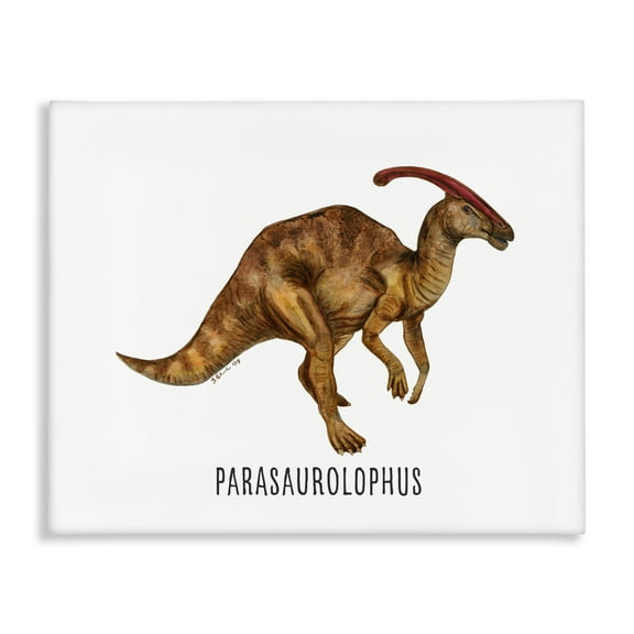 Stupell Industries Parasaurolophus Dinosaur Learning Animals Painting Wrapped Canvas Art Print Wall Art, 20 x 16