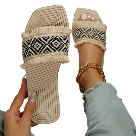 

WQJNWEQ Sandals Women Eva Flat Wear Summer Tassel Slippers Mothers Day Gifts Clearance Items