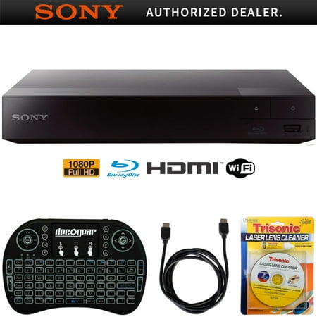 Sony BDP-S3700 Streaming Blu-ray Disc Player with Wi-Fi + Accessories Bundle Includes, 2.4GHz Wireless Backlit Keyboard with Touchpad, 6ft HDMI Cable and Laser Lens Cleaner for DVD/CD (Best Sony Cd Player)